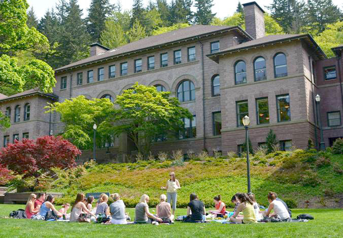class outside of Old Main