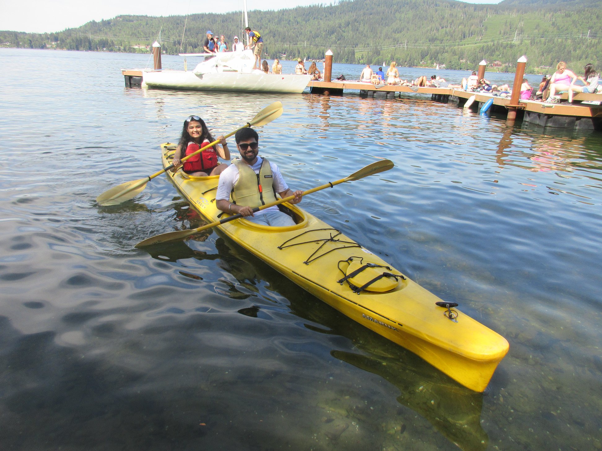 students kayaking on Lake Whatcom