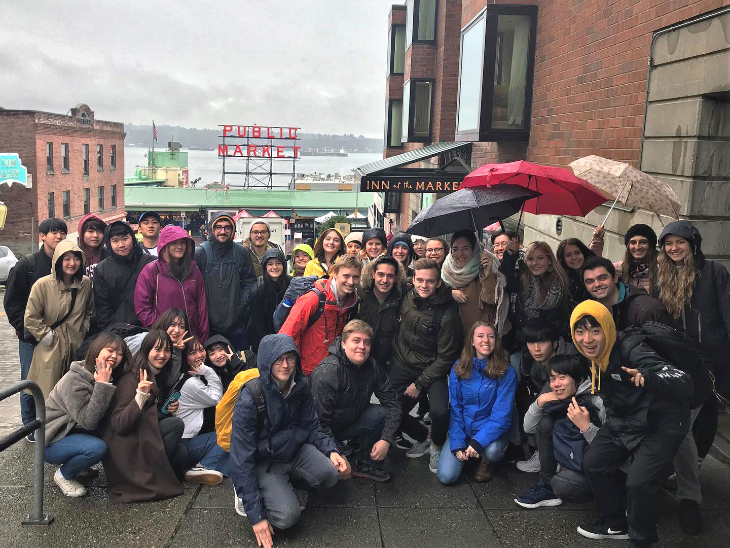 Group of students at Pike Place Market