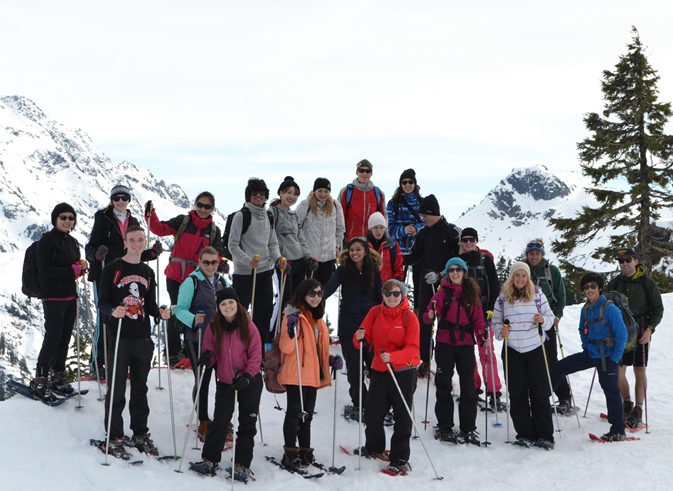Group snowshoeing